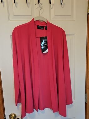 Attitudes by Renee Hot Pink Open-Front Draped Cardigan NWT Size XS